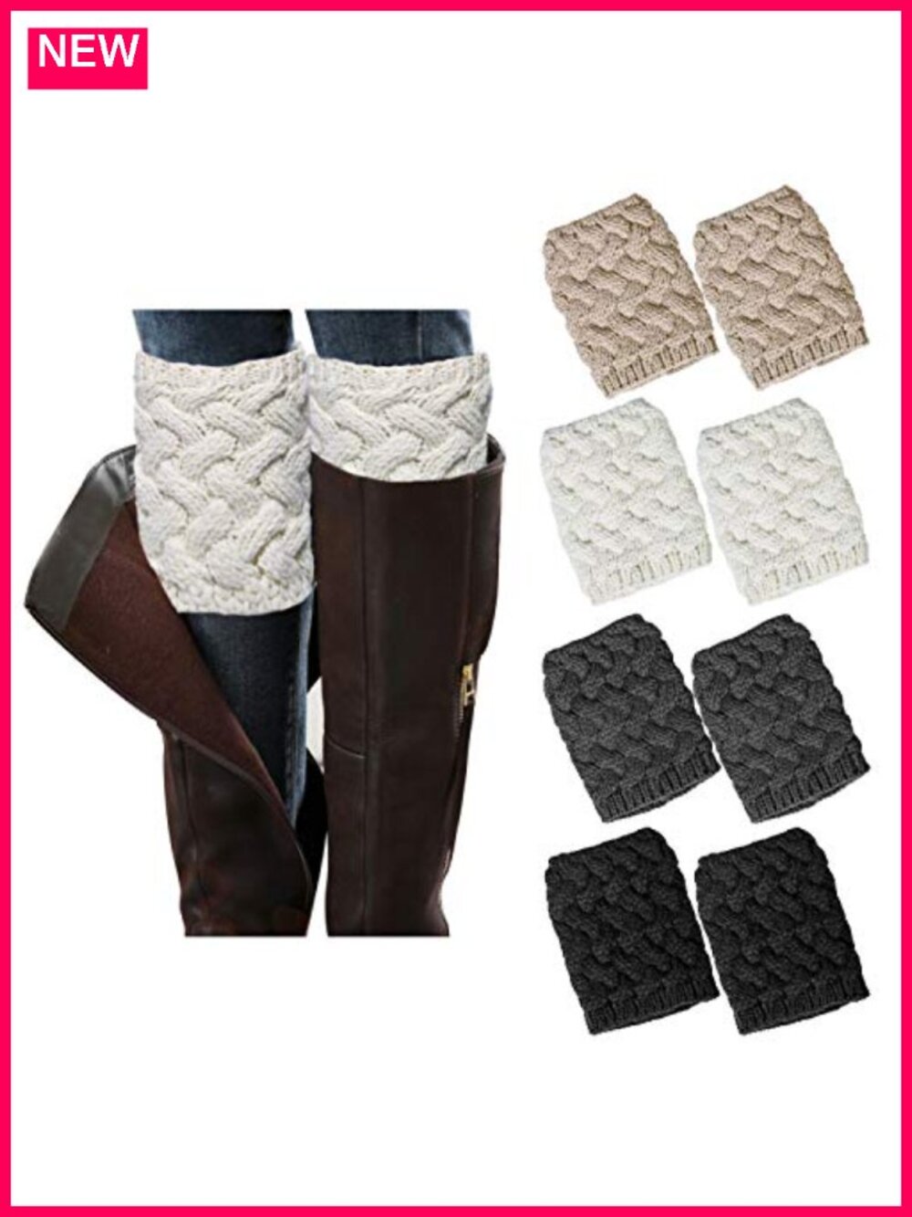 Womens Knit Boot Socks Warm Winter Leg Warmers Cuffs